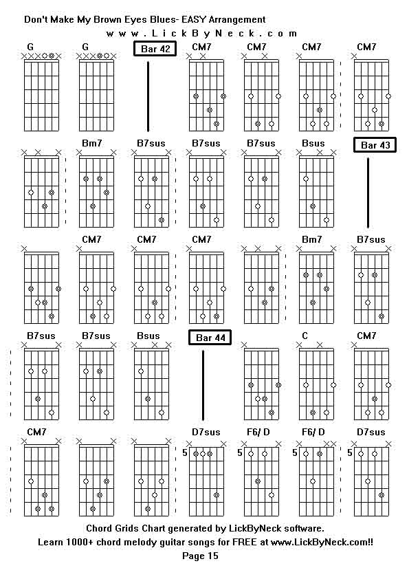 Chord Grids Chart of chord melody fingerstyle guitar song-Don't Make My Brown Eyes Blues- EASY Arrangement,generated by LickByNeck software.